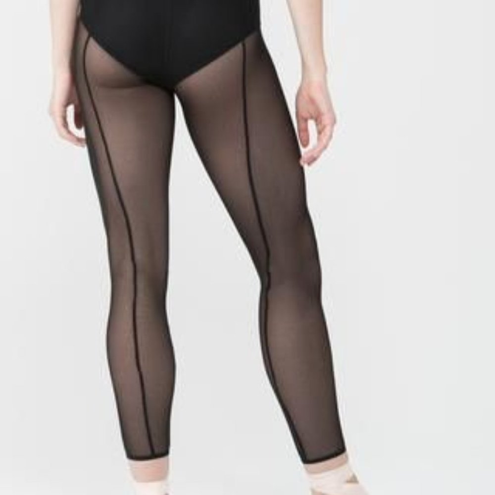 Black Mesh Flexistretcher Ballet Leggings Dance Tights - Medium
